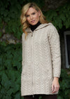 Aran Hooded Parsnip Coat with Celtic Knot Zipper