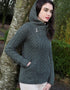 Aran Crafts Side Zip Hooded Cardigan | Green