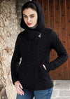 Aran Heart Black Hooded Cardigan