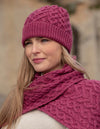 Aran Super Soft Heart Magenta Scarf - Skellig Gift Store