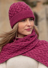 Aran Super Soft Heart Magenta Scarf