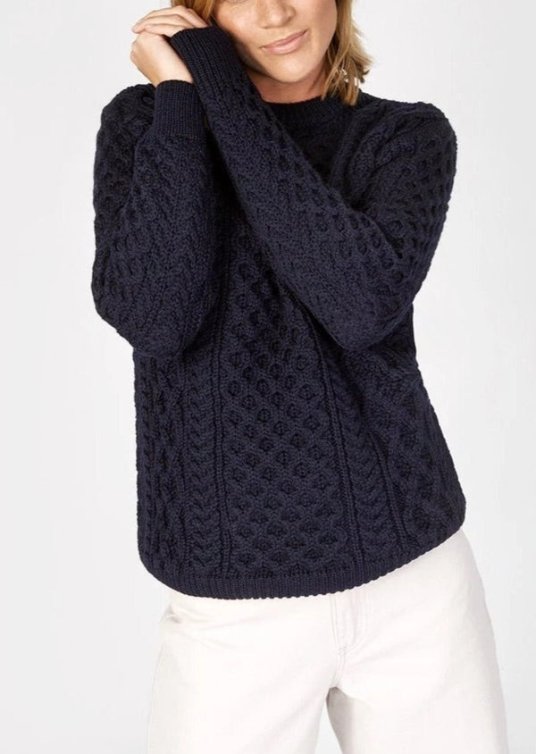 Irelands Eye Women's Blasket Navy Aran Sweater