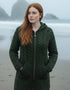 Aran Hooded Celtic Knot Zipper Cardigan | Green