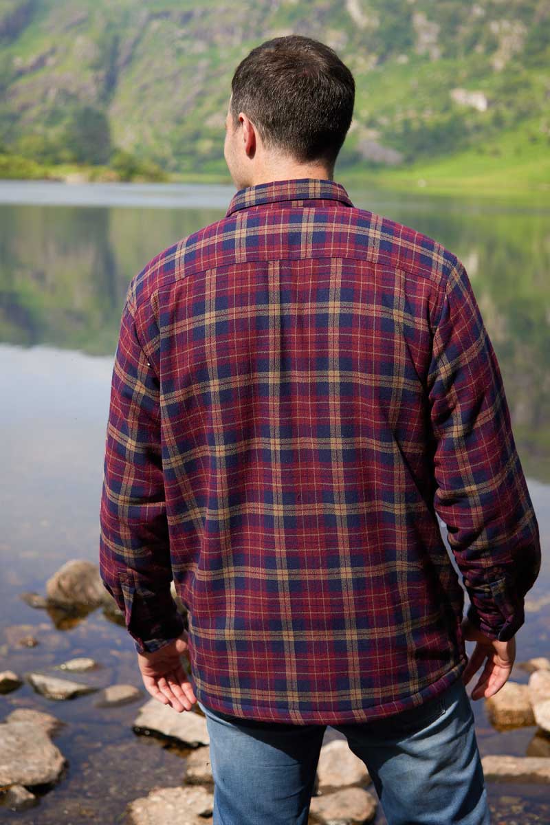 Fleece Lined Maroon Navy Check Shirt