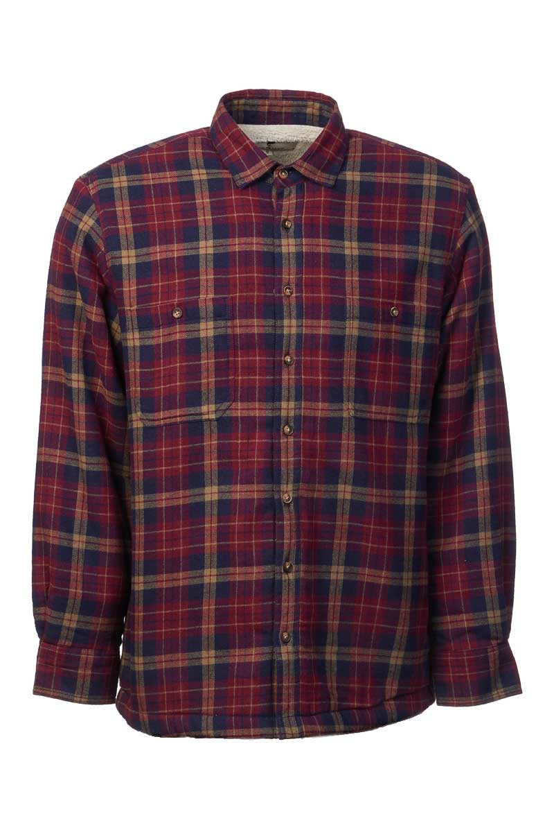 Fleece Lined Maroon Navy Check Shirt