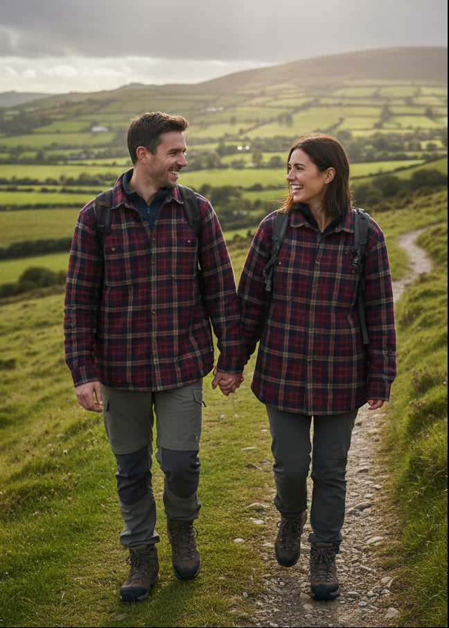 Fleece Lined Maroon Navy Check Shirt