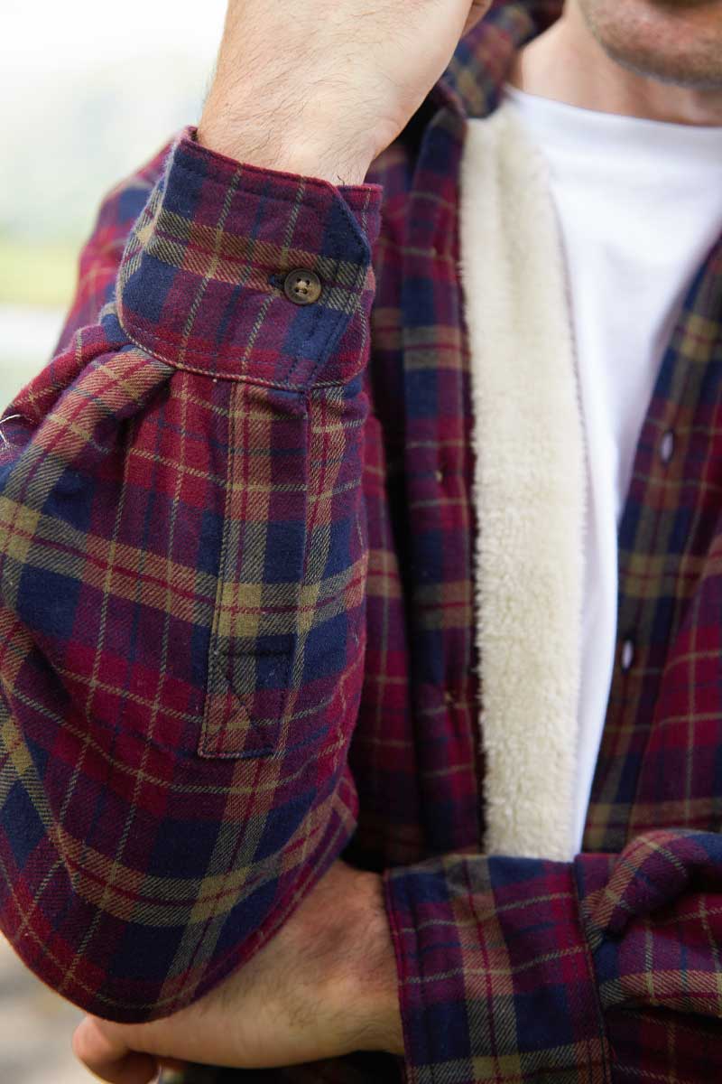 Lee Valley Flannel Fleece Lined Shirt | Maroon Navy Check