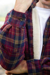 Lee Valley Flannel Fleece Lined Shirt | Maroon Navy Check