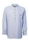 Mens Flannel Solid Blue Grandfather Shirt