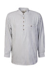 Mens Blue Flannel Ivory Stripe Grandfather Shirt