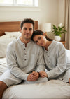 Unisex Blue Flannel Ivory Stripe Nightshirt