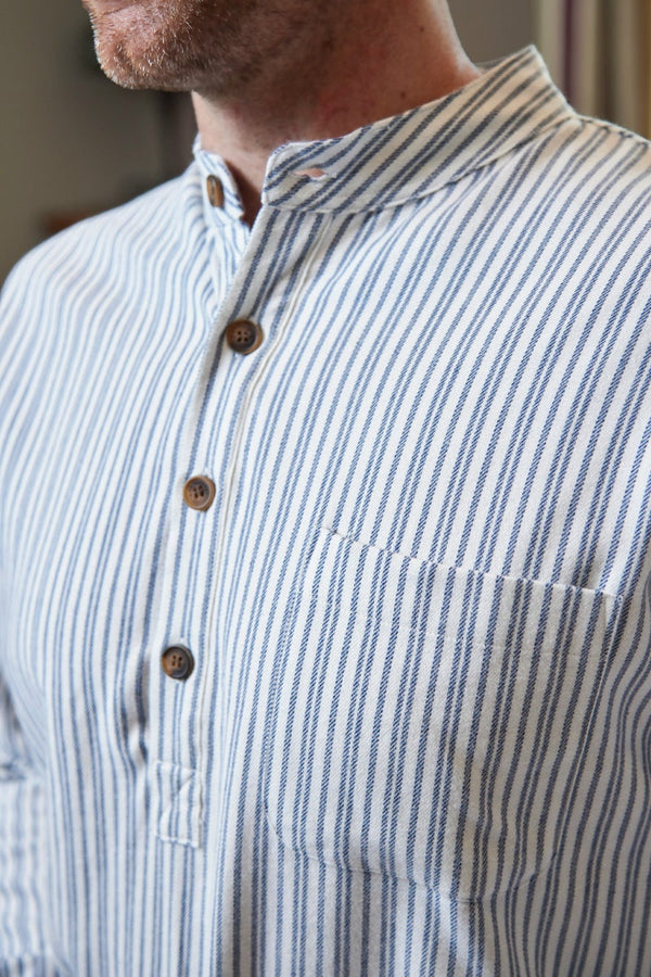 Lee Valley Flannel Nightshirt | Blue Ivory Stripe