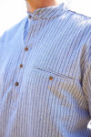 Lee Valley Flannel Grandfather Shirt | Grey Stripe