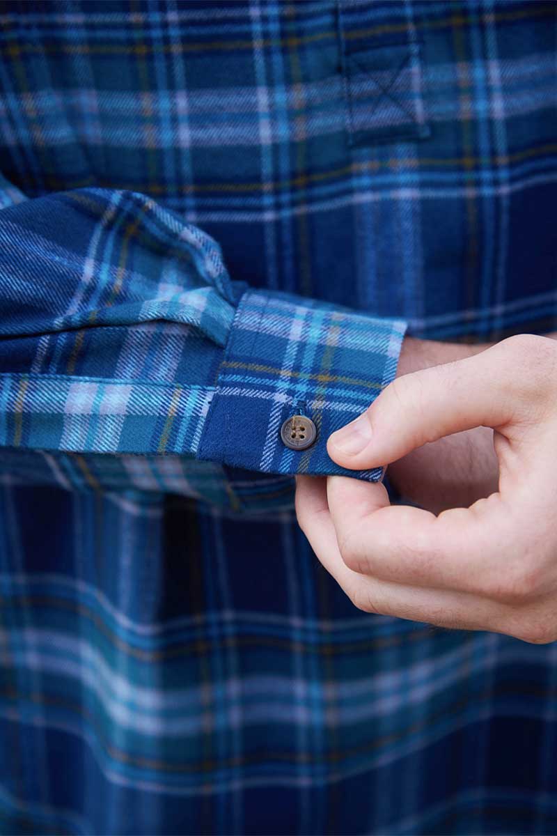 Lee Valley Flannel Grandfather Shirt | Blue Navy Tartan - Clearance