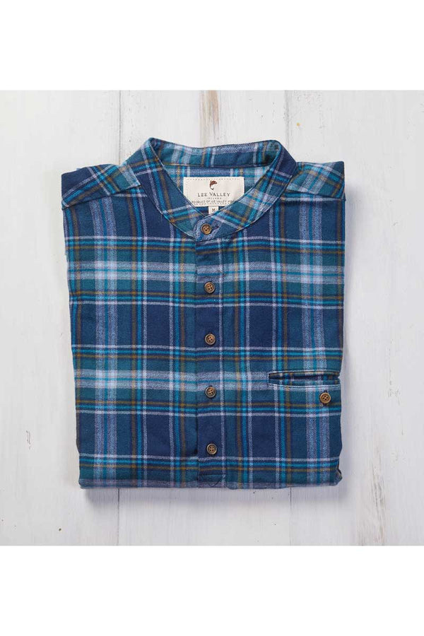 Lee Valley Flannel Grandfather Shirt | Blue Navy Tartan - Clearance
