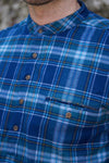 Lee Valley Flannel Grandfather Shirt | Blue Navy Tartan - Clearance