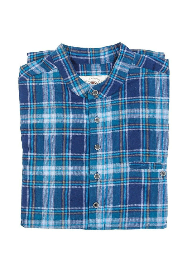 Lee Valley Flannel Grandfather Shirt | Blue Navy Tartan - Clearance