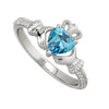 Solvar March Aquamarine Claddagh Birthstone Ring s2106203