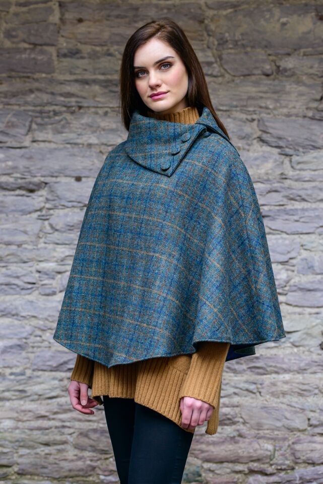 Mucros Weavers Teal Poncho 782