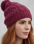 Leaf Design Aran Hat | Raspberry - Clearance