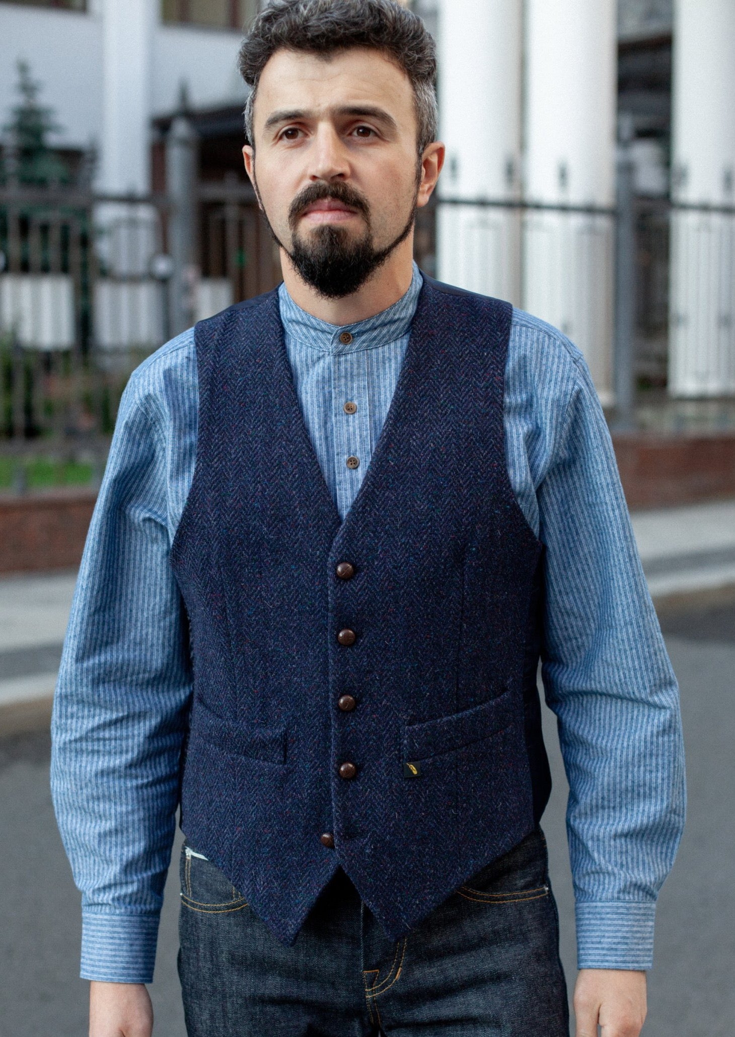 Donegal Tweed Navy Waistcoat