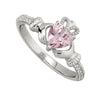 Solvar October Pink Topaz Claddagh Birthstone Ring s2106210