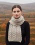 Aran Chunky Cable Knit Scarf - Oatmeal | 100% Merino Wool