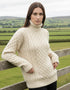 Aran Merino Polo Neck Sweater | Natural