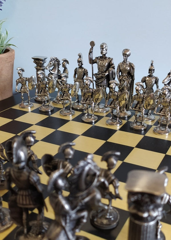 Mullingar Pewter Roman Chess Set and Board