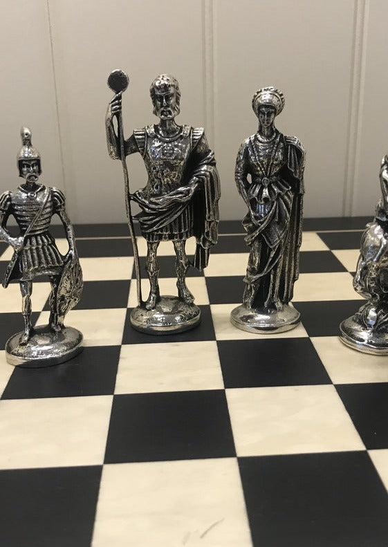 Mullingar Pewter Chess Set and Board | Roman