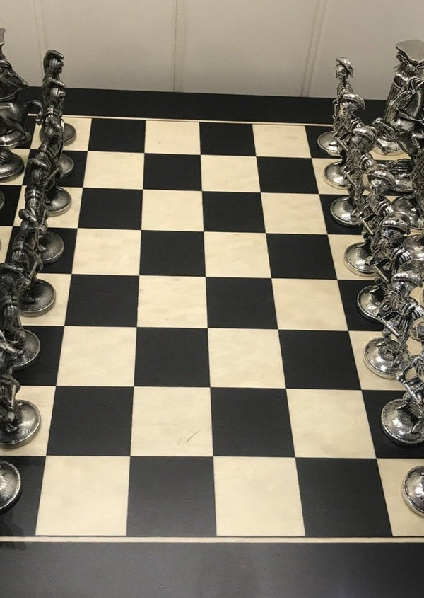 Mullingar Pewter Chess Set and Board | Roman