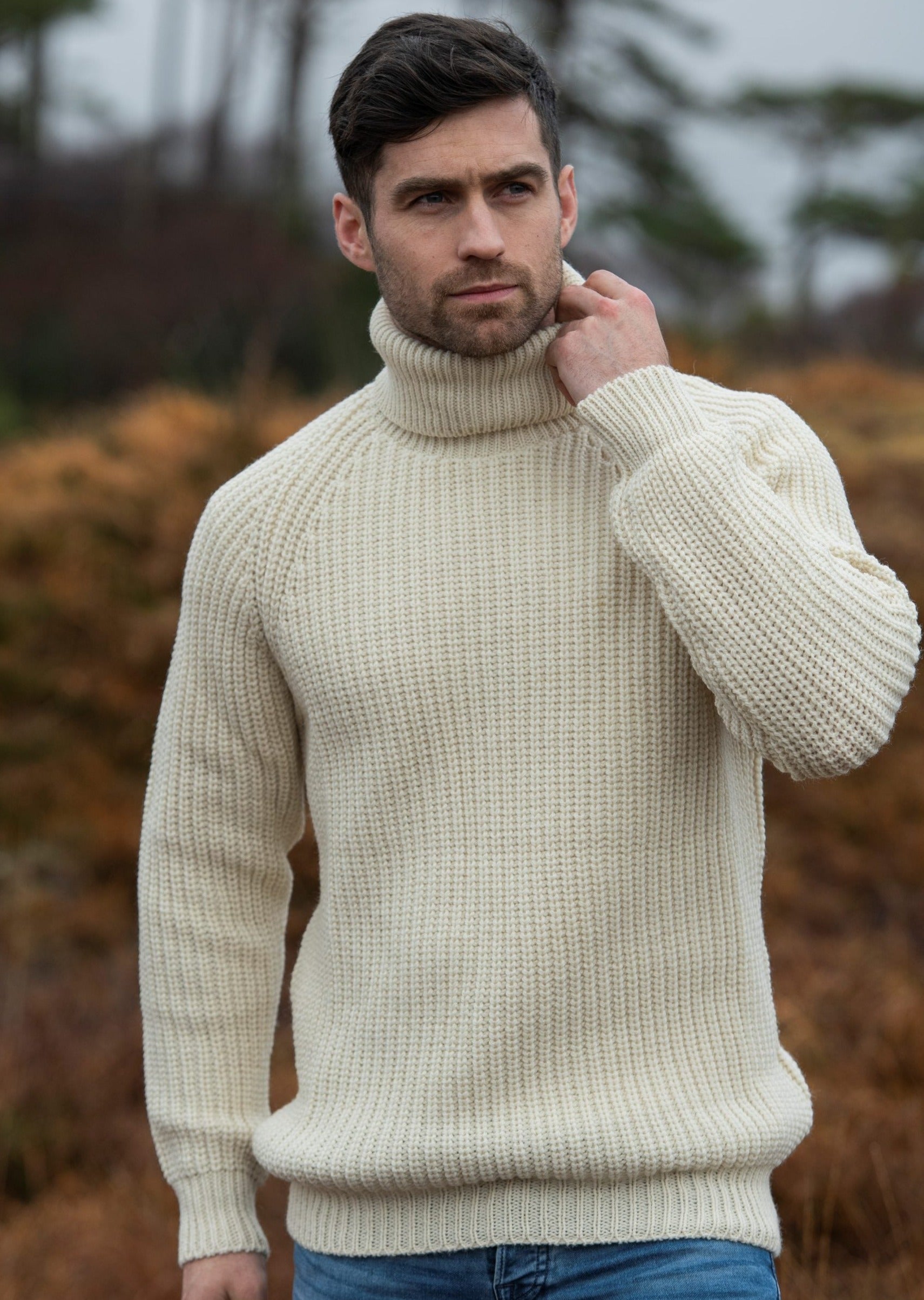 Aran Crafts Submariner Rib Roll Neck Sweater