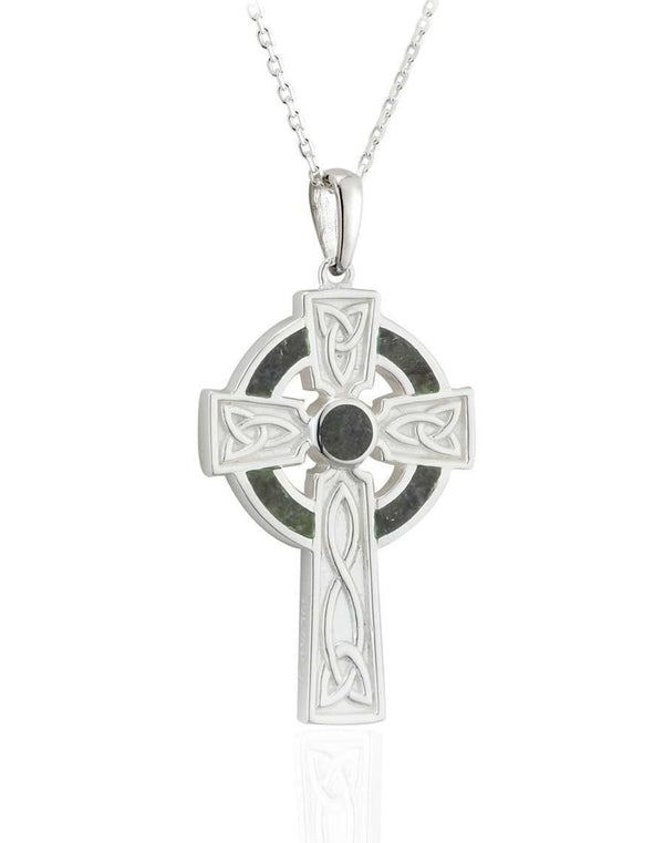 Sterling Silver Connemara Marble Celtic Cross