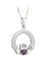 February Birthstone Claddagh Necklace