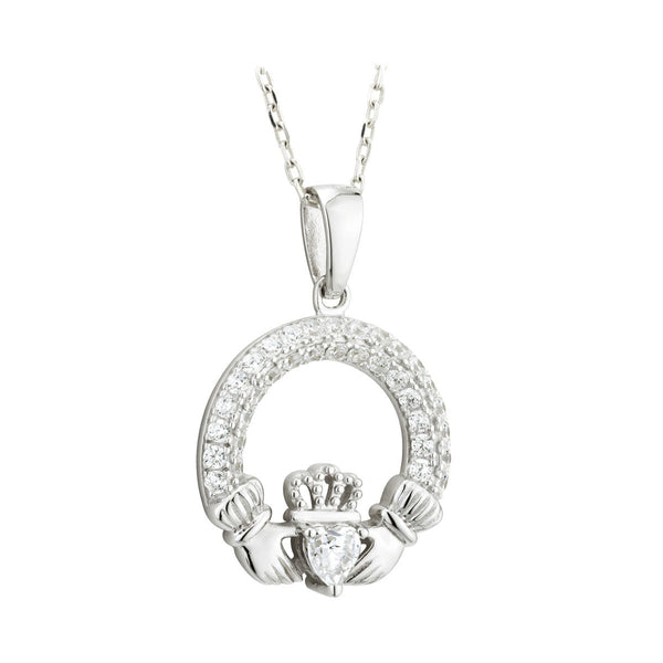 April Birthstone Claddagh Pendant