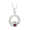 Solvar January Garnet Birthstone Claddagh Pendant s46117/1