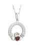 January Birthstone Claddagh Necklace