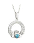 March Birthstone Claddagh Necklace
