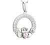 Solvar Pink Topaz October Birthstone Claddagh Pendant s46117/10