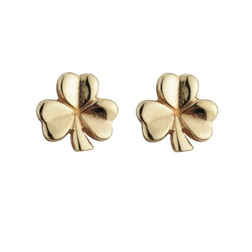 14K Shamrock Stud Small Earrings