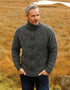 Handknit Men's Aran Cardigan | Silver
