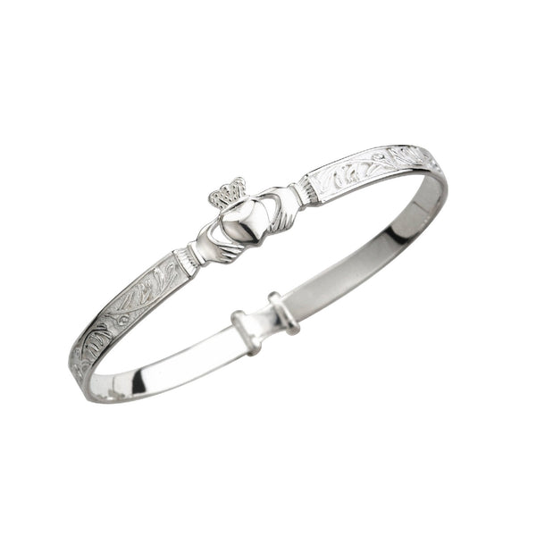 Silver Claddagh Celtic Baby Bangle