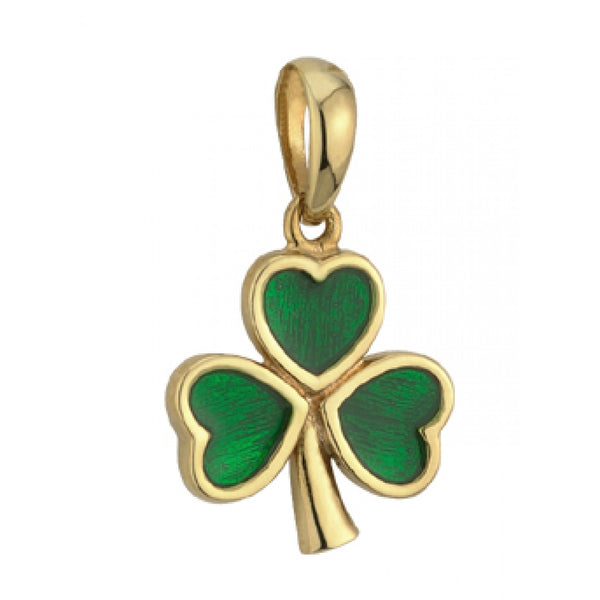 14K Charm Large Enamel Shamrock Charm
