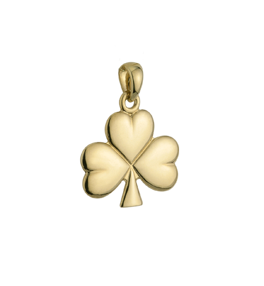 14k Gold Shiny Shamrock Charm