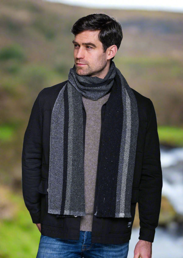 Mucros Grey Black Donegal Scarf