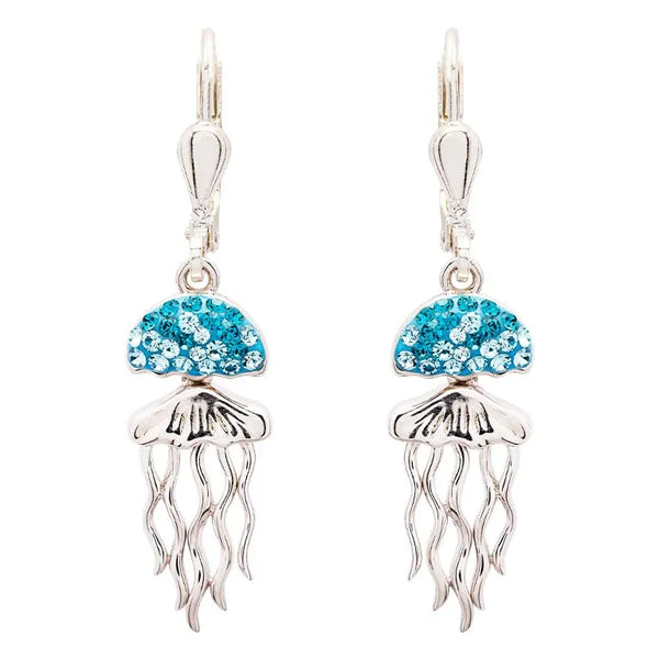 Sterling Silver Aqua Jellyfish Earrings