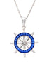 Sterling Silver Sapphire Crystal Ships Wheel Necklace