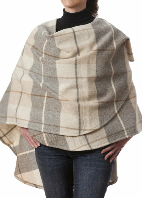 Lambswool Cape | Rust Cream & Brown Mix