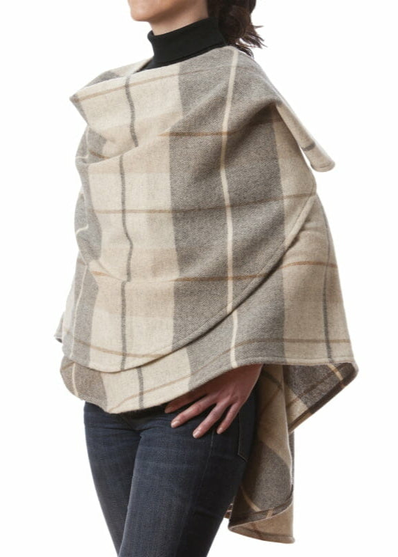 Lambswool Cape | Rust Cream & Brown Mix