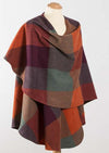 Lambswool Cape | Orange Maroon Green Block